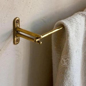 Vintage Towel Holder, Solid Brass Towel Rail, Handcrafted Towel Rack, Unlacquered Brass Wall Towel Rack for Bathroom ,Wall Mount Brass Bar