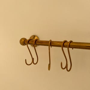 Unlacquered Brass Pot Rack | Pot Hanging Rack | Kitchen Wall