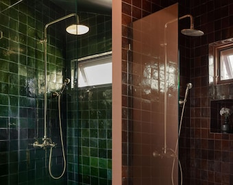 Unlacquered Solid Brass Shower, Brass shower, Bathroom shower, Solid Brass Outdoor Shower, Brass showerhead, Brass shower head