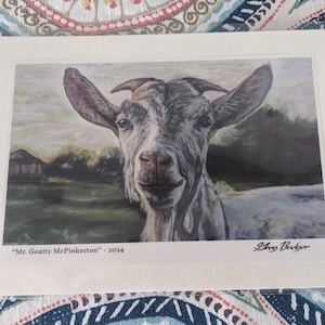 Biglietto d'auguri con capra in acrilico, da incorniciare, per compleanno, ringraziamento, inaugurazione della casa, biglietti per tutte le occasioni, arte della capra, arte della fattoria