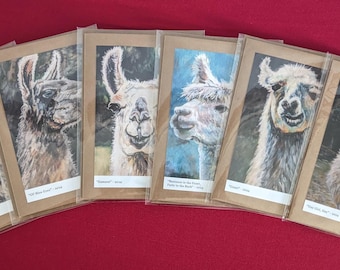 Set of 6 Blank Acrylic Llama/Alpaca Greeting Cards/Frame-able Prints, Birthday, Christmas, Llama, Alpaca, All Occasions Funny Cards,