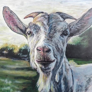 Peinture acrylique originale, impressions chèvre, art mural, rustique moderne, ferme, humoristique, vie à la ferme, décoration murale animaux, art chèvre, art de la ferme