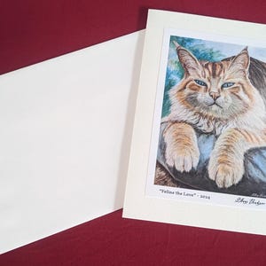Blank Acrylic Cat Art Greeting Card, Frame able, Birthday, Thank You, Housewarming, Orange Tabby Cat , Feline Art, Cards For All Occasion