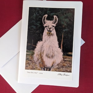 Blank Acrylic Alpaca Art Greeting Card, Frame able, Christmas cards, Halloween, Thanksgiving, Cards For All Occasion,  Alpaca Art, Farm Art