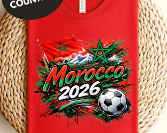 Morocco 2026 Soccer Shirt, Matching Family Football Shirts, Kids & Adults Fan Apparel, Morocco Flag Futbol Tee, Supporter Gift