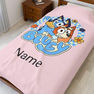 Cozy Blue Dog Plush Blanket | Soft Velvet Throw, Kids Blanket, Cartoon Decor, Nursery Gift, Blue Dog Fan Blanket, Baby Shower Gift