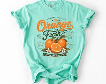 Comfort Colors® Orange Fresh Graphic Shirt, Vintage Citrus Fruit Tee, Retro Farmers Market Shirt, Summer Orange Lover Tee