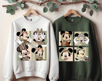 Leopard Minnie and Mickey Sweatshirt, Safari Minnie and Mickey Hoodie, Disneyworld Family Trip Sweatshirt, Disneyland Animal Kingdom Sweater