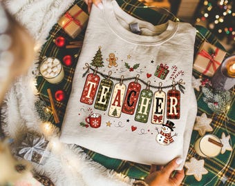 Christmas Teacher Shirt, Vintage Holiday Classroom Sweatshirt, Festive Plaid Teacher Christmas Top
