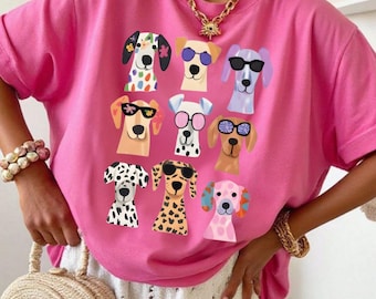 Comfort Colors® Cute Dog Shirt, Comfort Colors Colorful Puppy Graphic Tee, Dog Lover T-Shirt, Pet Lover Gift, Funny Dog Tee