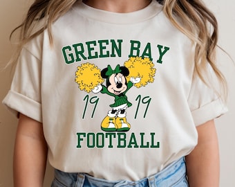 Green Bay Football Minnie Kids Shirt, Cute Cheerleader Game Day Sweatshirt, Disney Inspired Green Bay Fan Tee, Sports Minnie Mouse Top