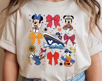 Disney Cruise Coquette Girls Shirt, Disney Trip Gift For Girls, Mickey and Friends Cruise Sweater, Disney Vacation Shirt, Family Cruise Tee