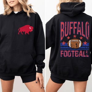 Buffalo Football Shirt Vintage Distressed Style Sweatshirt and Hoodie | Front Back Buffalo Game Day Sweatshirt for Fans image 4