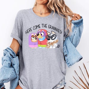 Kids Grandma Cartoon Shirts, Blue Dog Grannies Shirt, Cartoon Blue Dog Family Shirt, Blue Grannies Family Sweatshirt, New Grannies Shirt