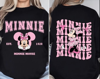 Minnie Pink Disney Minnie Shirt, Two Side Minnie Sweatshirt, Minnie Mouse Sweater, Minnie Coquette Bow Shirt, Disney Minnie Hoodie