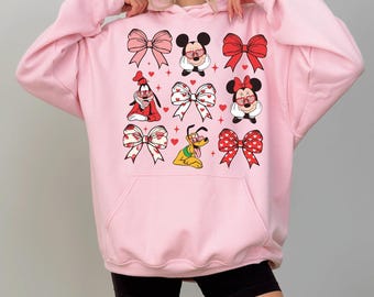 Disney Coquette Bows Valentine Hoodie, Magic Kingdom Valentine Sweatshirt, Mickey and Friends Valentine Shirt, Disney Magical Castle Shirt