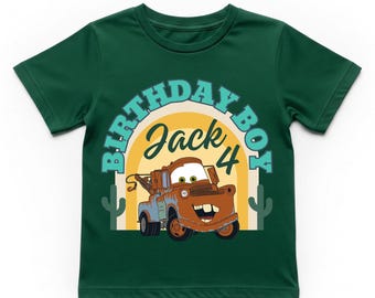 McQueen Mater Birthday Boy Shirt | Custom Name Age Lightning Car Tee | Personalized Race Day Shirt and Sweatshirt, Mcqueen Truck Lover Shirt