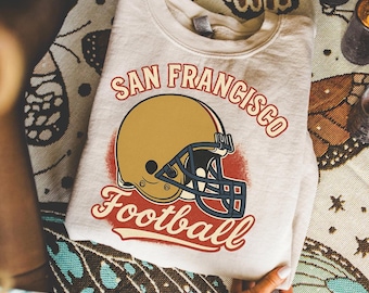 San Francisco Football Retro Helmet Sweatshirt, Vintage Distressed San Francisco Game Day T-Shirt and Sweatshirt