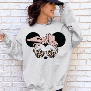 Leopard Print Minnie Sweatshirt, Animal Kingdom Shirt, Women&#39;s Disney Sweatshirt, Animal Print Minnie Women&#39;s Sweatshirt, Minnie Mom Shirt