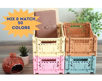 4-Pack SMALL Collapsible Stackable Storage Crates for Home Decor, Kids Room, Classroom Organization, Party Favor Box, Fun Gift Basket