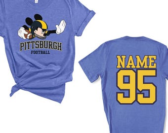 Mickey Pittsburgh Football Shirt – Custom Name & Number Front and Back Print Sweatshirt – Game Day Sweatshirt – Personalized Team Shirt