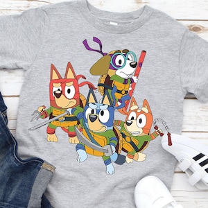 Blue Dog Turtle Adventure Shirt – Cute Cartoon Blue Dog and Turtle Tee – Fun Toddler Animal Shirt – Kids Birthday Outfit