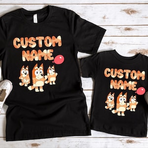 Custom Bingo Shirt – Personalized Blue Dog Birthday Tee – Bingo Birthday Outfit for Kids – Custom Name & Age Shirt – Family Matching Gift