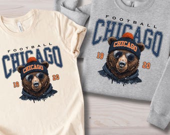 Chicago Football MAscot Sweatsgirt or Shirt, Chicago Fan Hoodie, Vintage Chicago Game Day Sweatshirt, Football Fan Gift