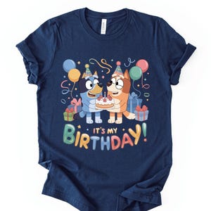 Blue Dog Bingo It's My Birthday Shirt – Cute Blue Dog Birthday Tee – Toddler Kids Party Outfit – Blue Cartoon Birthday Girl and Boy Shirt