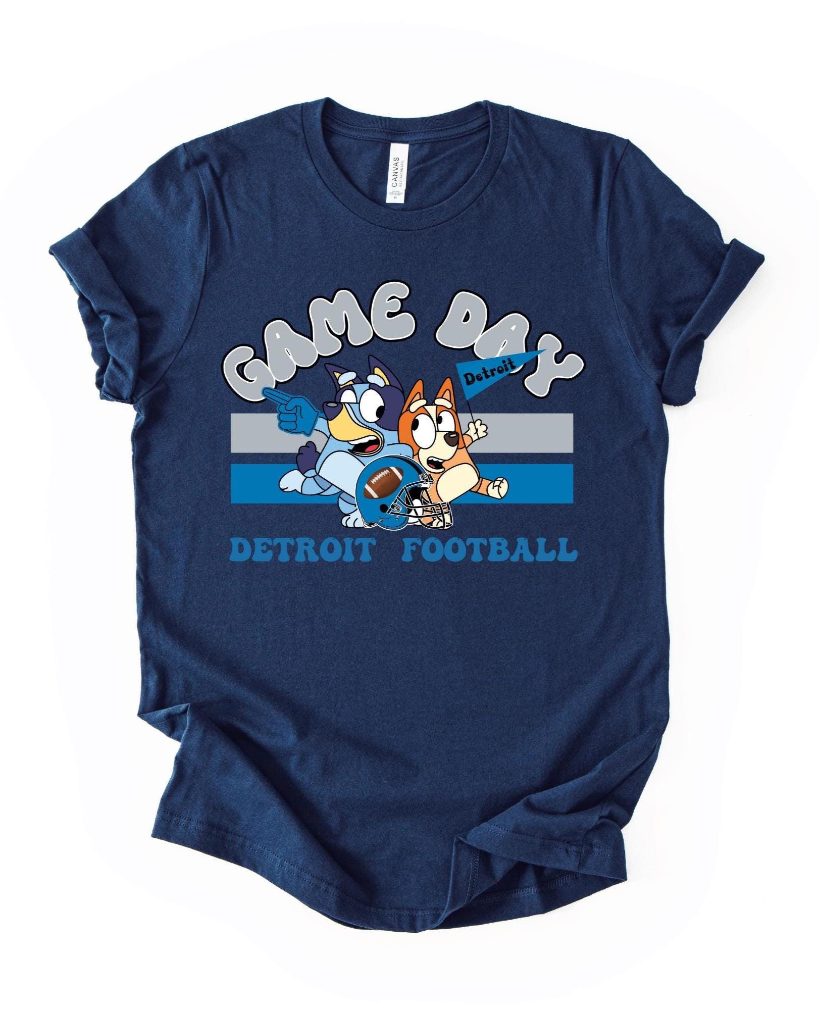 Detroit Game Day Shirt | Blue Dog Football Sweatshirt | Funny Team Shirt for Sport Fans | Unisex Blue Dog Detroit Game Day Sweater and Shirt