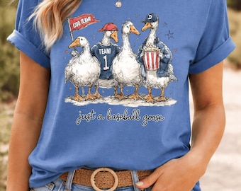 Baseball Goose Shirt or Sweatshirt, Funny Goose Shirt, Baseball Fan Tee, Animal Sports Shirt, Baseball Game Day Dad Shirt