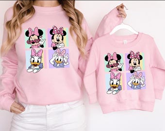 Minnie And Daisy Collage Sweatshirt, Mom and Daughter Matching Minnie Daisy Shirt, Minnie Besties Sweatshirt, Minnie Daisy Best Friends Tee