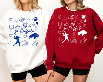 Go Buffalo Football Shirt or Sweatshirt, Buffalo Football Fan Tee, Buffalo Game Day Shirt, Retro Football Sweatshirt Hoodie