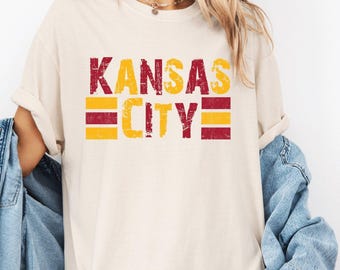 Vintage Kansas City Football Shirt, Trendy Kansas City Fan Crewneck Sweatshirt, Football Game Day Kansas City Hoodie