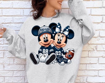 Disney Mickey and Minnie Dallas Football Sweatshirt And Hoodie, Disney Dallas Football Fan Gift, Unisex and Kids Dallas Game Day Shirt