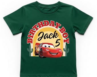 Personalized Lightning McQueen Car Birthday Boy Shirt | Custom Name & Age Race Day Tee | Personalized Birthday Shirt and Sweatshirt