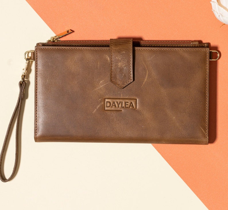 Genuine Leather Crossbody Passport Bag for Women, RFID Blocking Slim