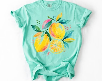 Comfort Colors® Lemon Graphic Tee, Citrus Summer Shirt, Fresh Fruit Comfort Colors Style Tee, Cute Botanical Lemon Shirt