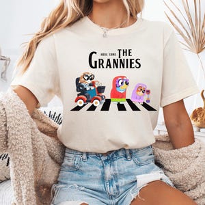 Kids Grandma Cartoon Shirts, Blue Dog Grannies, Cute Family T-shirt, Blue Cartoon Tees, Blue Family Shirt, Mothers Day Gift Blue Dog Shirt