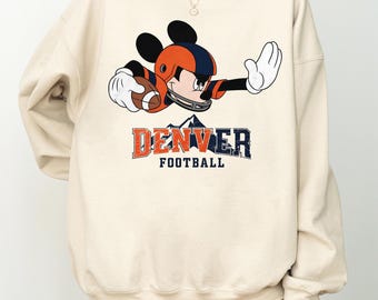 Mickey Denver Football Retro Style Sweatshirt, Disney Retro Denver Football Comfort Colors® Shirt, Football Fans Gift Sweater and Hoodie