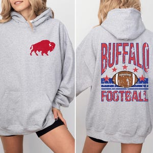 Buffalo Football Shirt Vintage Distressed Style Sweatshirt and Hoodie | Front Back Buffalo Game Day Sweatshirt for Fans image 3