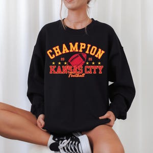 Champion Kansas City Football Sweatshirt, Trendy Kansas City Fan Sweater, Champs Football Crewneck, Kansas City Fan Sweatshirt and Hoodie image 1