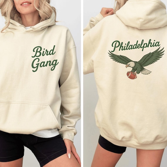 Retro Bird Gang Pocket Front Back Sweatshirt or Hoodie, Vintage Philly Football Tee, Philly Fan Game Day Shirt, Sundays Birds Football