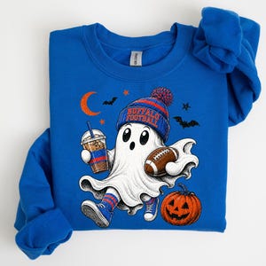 Buffalo Football Ghost Shirt or Sweatshirt, Buffalo Football Sweatshirt, Halloween Game Day Shirt, Spooky Buffalo Football, Football Ghost
