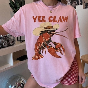 Comfort Colors® Lobster Cowboy Shirt, Trendy Yee Claw Tee, Funny Lobster Shirt, Western Beach Top Amalfi Coast Trip, Tomato Girl Summer image 4