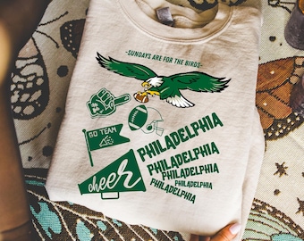 Philadelphia Football Sweatshirt, Kids Sundays Are For The Birds T-shirt, Retro Game Day Crewneck, Philly Sports Fan Sweatshirt
