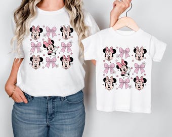 Pink Disney Minnie Shirt, Minnie Coquette Bow Sweatshirt, Disney Minnie Flower Shirt, Gift for Her, Disney Girls Trip Shirt, Minnie Shirt