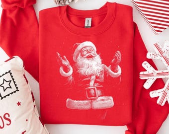 Vintage Santa Claus Shirt or Sweatshirt | Retro Black & White Christmas Sweatshirt | Classic Santa Holiday Tee | Old School Xmas Shirt Gift