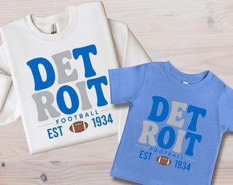 Detroit Football Shirt, Detroit Football Sweatshirt, Detroit Game Day Tee, Retro Detroit Football Kids Shirt or Sweatshirt, Tailgate Gift