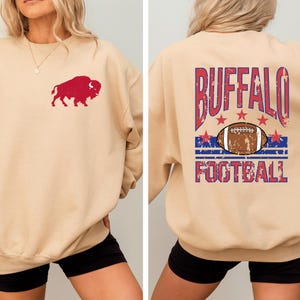Buffalo Football Shirt Vintage Distressed Style Sweatshirt and Hoodie | Front Back Buffalo Game Day Sweatshirt for Fans image 5